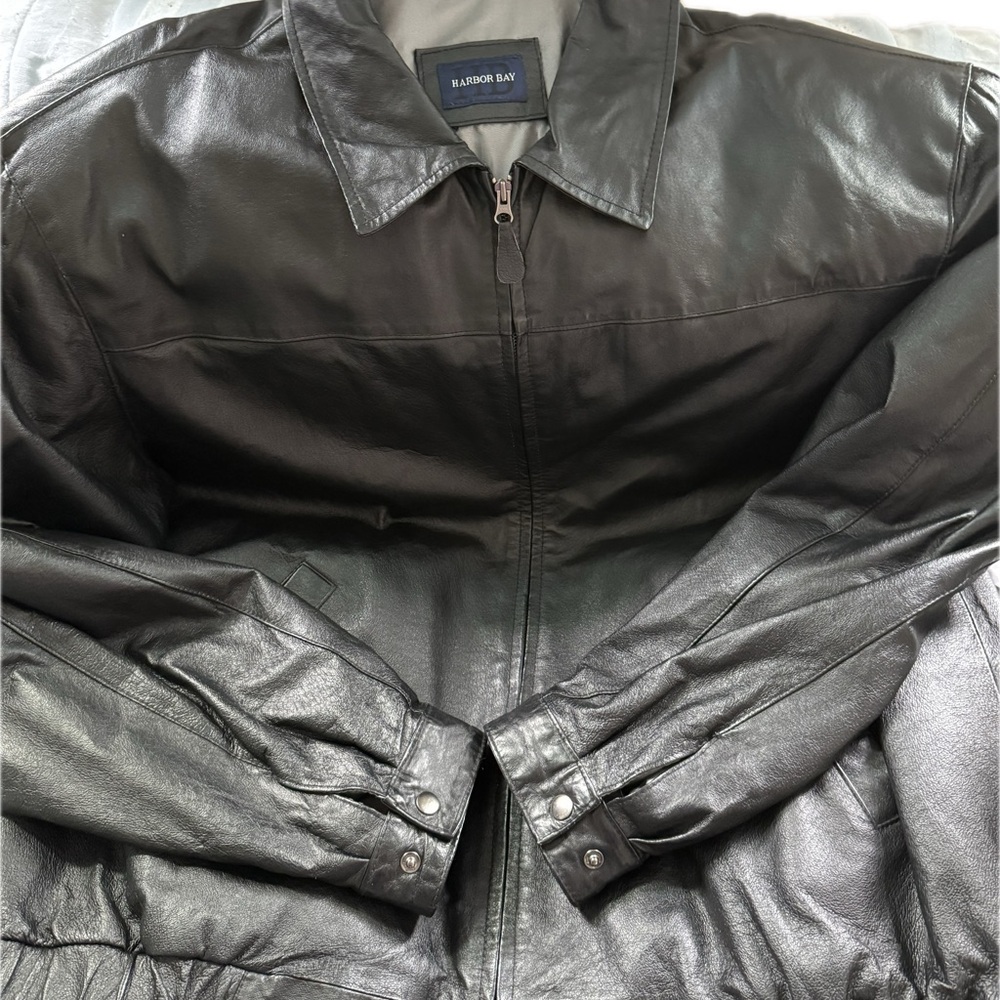 🖤 Harbor Bay 100% Genuine Black Leather Men's Jacket 2XLT - Picture 15 of 16